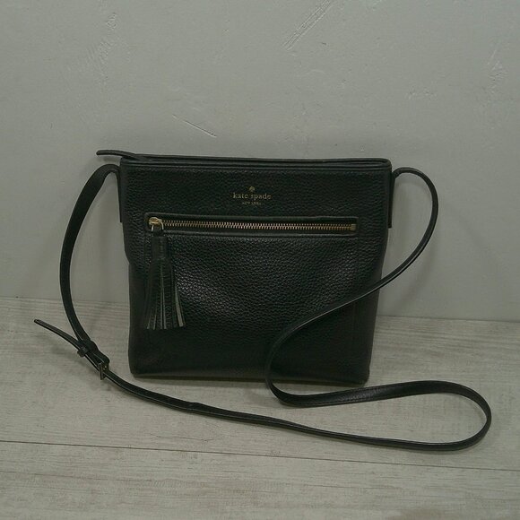 Kate Spade Chester Street Dessi Black Pebbled Leather Minimalist Cross body bag - Picture 1 of 15